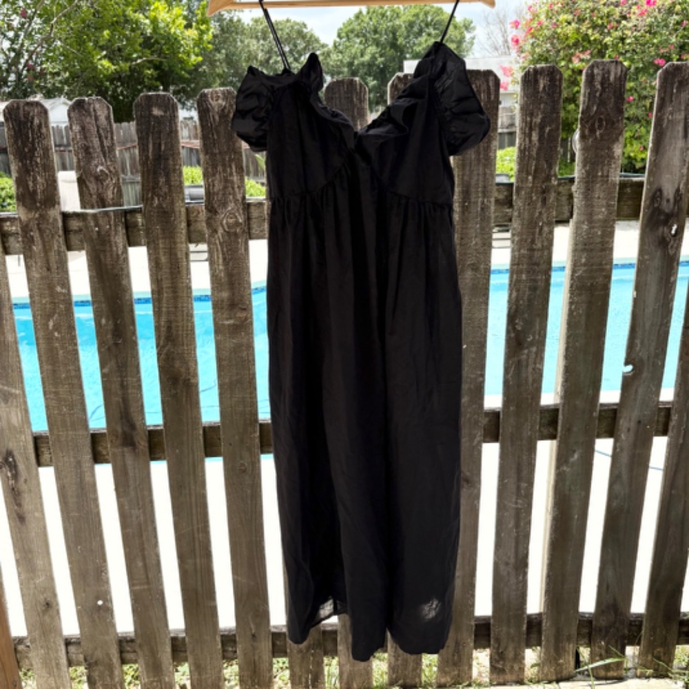 H&M Off-The-Shoulder Dress w/‎ Ruffled Neckline Womens Medium Black - Picture 3 of 10